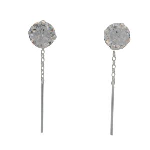 925 CZ CLAW SET STUD ON CHAIN - 6MM - 0.8g