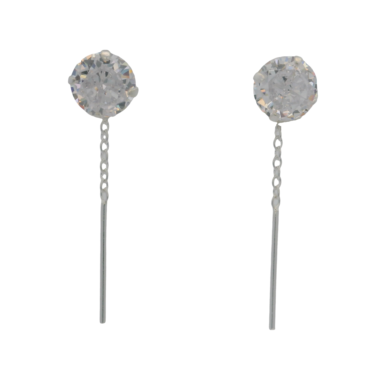 925 CZ CLAW SET STUD ON CHAIN - 6MM - 0.8g