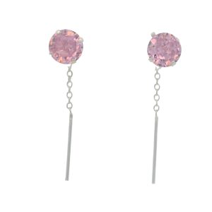 925 PINK CZ CLAW SET STUD ON CHAIN - 6MM - 0.8g