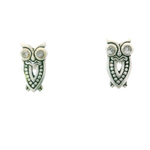 925 OXI CZ MILLGRAIN OWL STUDS - 10X5 - 1.1g