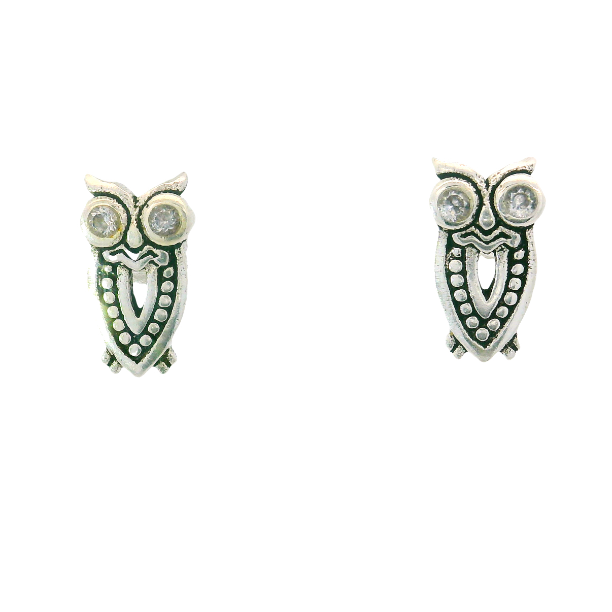 925 OXI CZ MILLGRAIN OWL STUDS - 10X5 - 1.1g