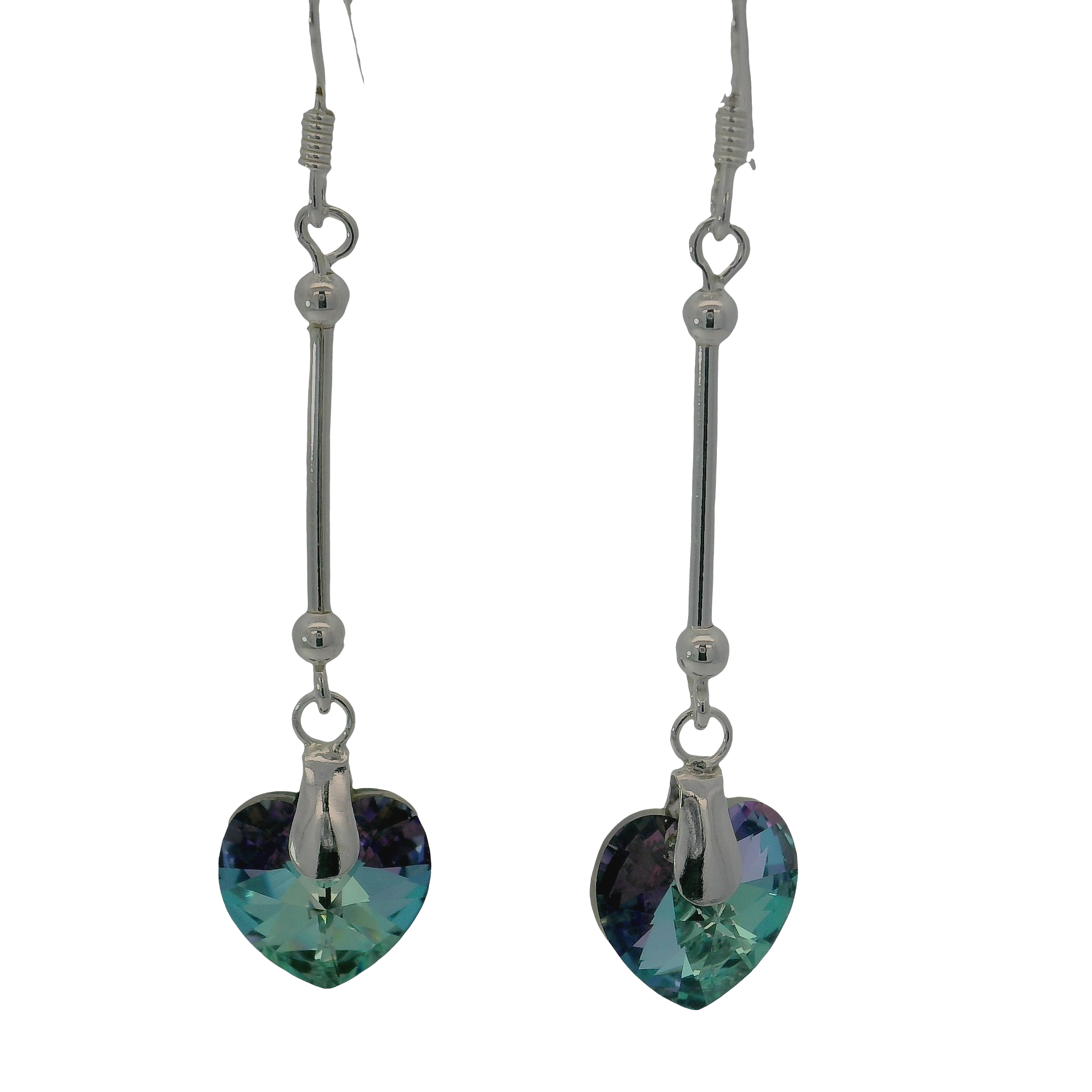 925 MYSTIC HEART SWAROVSKI LONG BAR EAR 48X10 2.2g
