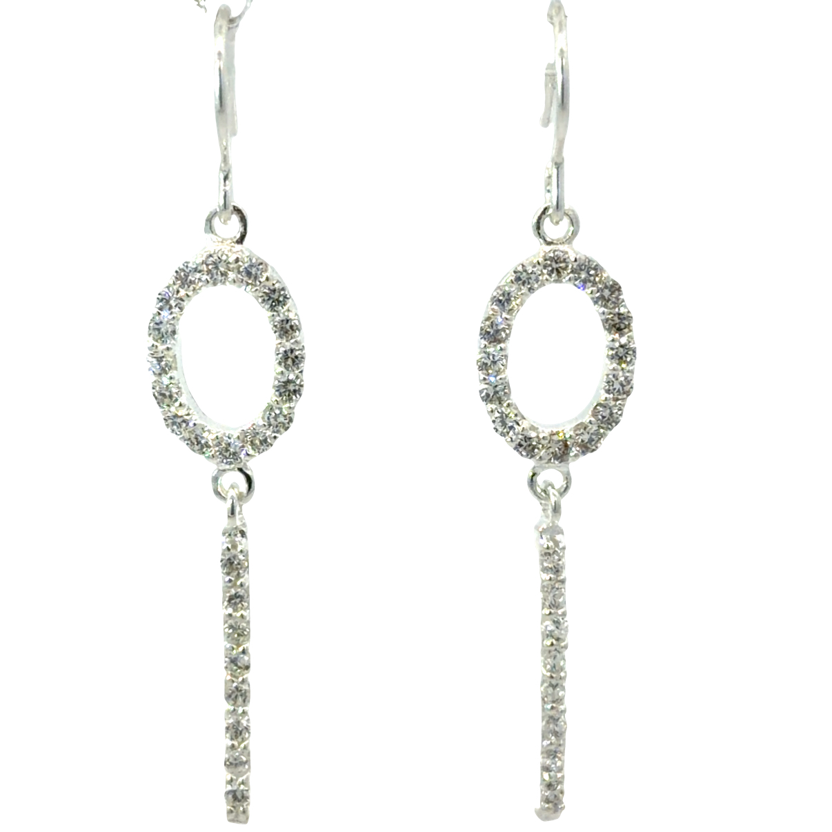 925 CZ PAVE OUTLINE OV+LONG BAR EAR 44X9 2.16g