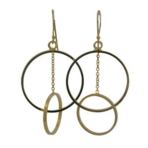 925 YG PL DBL OUTLINE CIRCLES+CHAIN EAR 48X24 3.9g