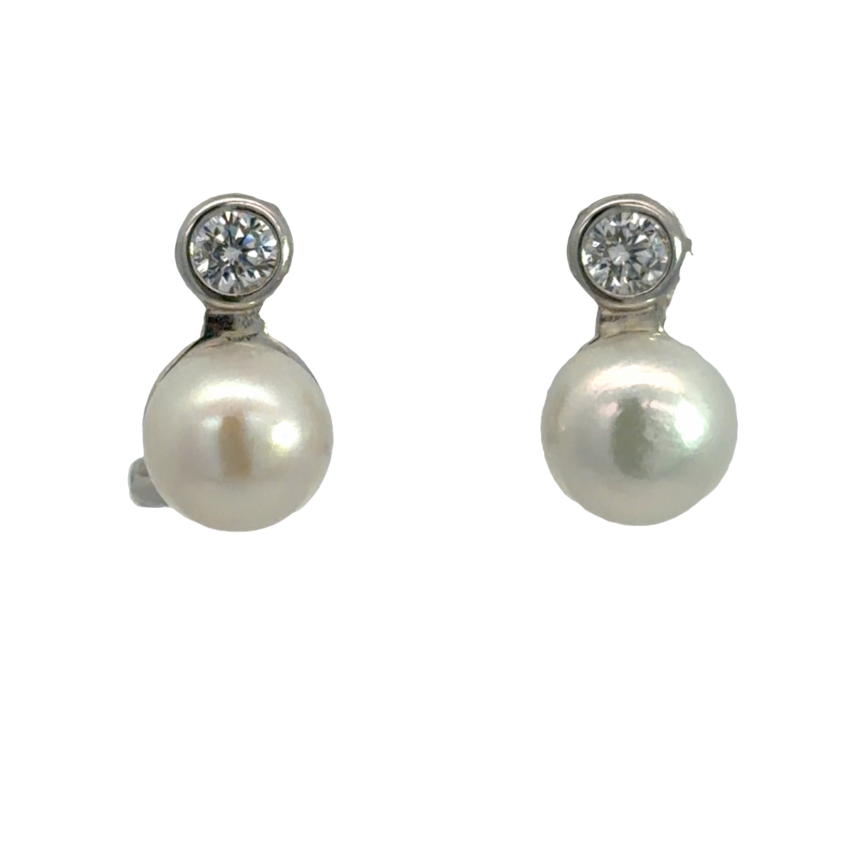 925 WH FW PEARL+CZ TUBE SET LEVERBACK STUDS 14X8