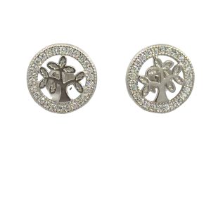 925 CZ PAVE TREE OF LIFE OPEN RND STUDS  12MM 2.1g