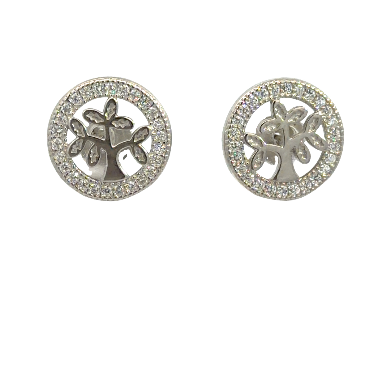 925 CZ PAVE TREE OF LIFE OPEN RND STUDS 12MM 2.1g