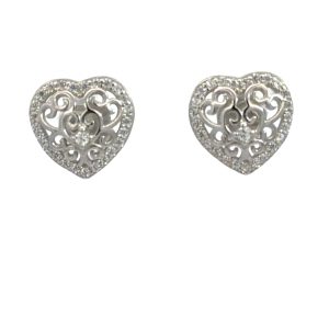 925 CZ PAVE TREE OF LIFE OPEN HEART STUDS 11X10