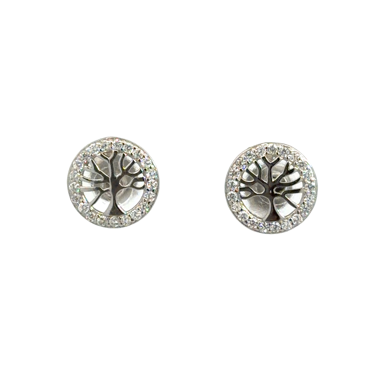 925 TREE OF LIFE OPEN CZ PAVE RND STUDS 10MM 1.3g