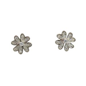 925 CZ PAVE HEARTS FLOWER STUDS - 8MM - 1.5g