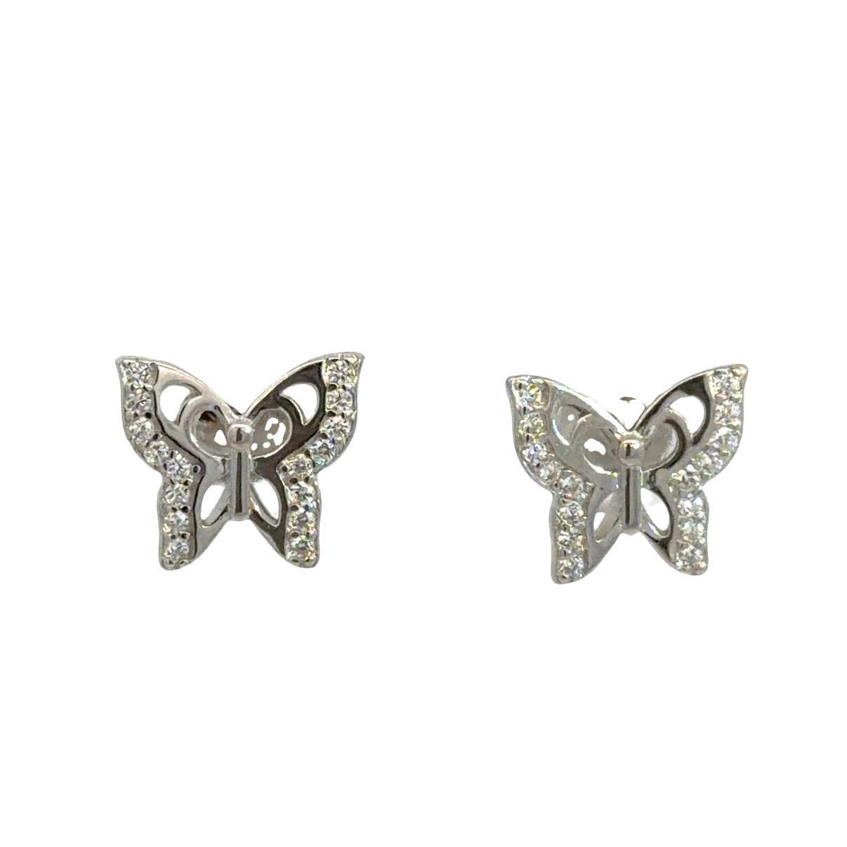 925 CZ PAVE+FILIGREE BUTTERFLY STUDS - 10X9 1.28g