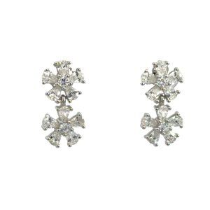 925 BAG CZ PAVE DBL FLOWER DROP STUDS - 15X8 1.8g