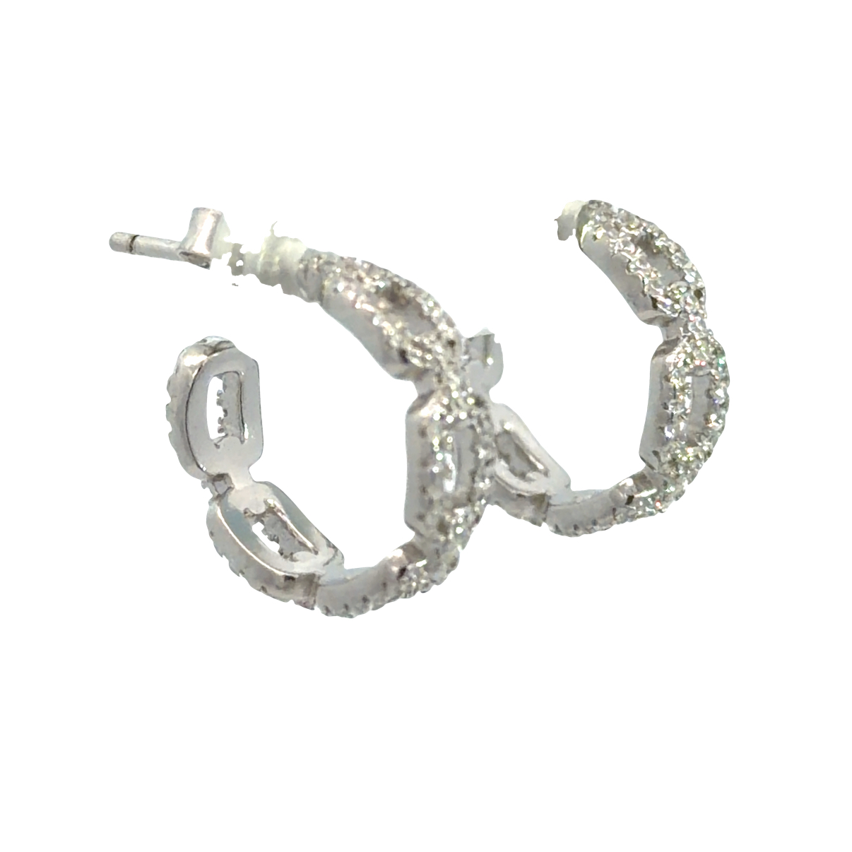 925 CZ PAVE OPEN OV LINK HALF HOOPS - 15X4 - 2.8g - Image 2