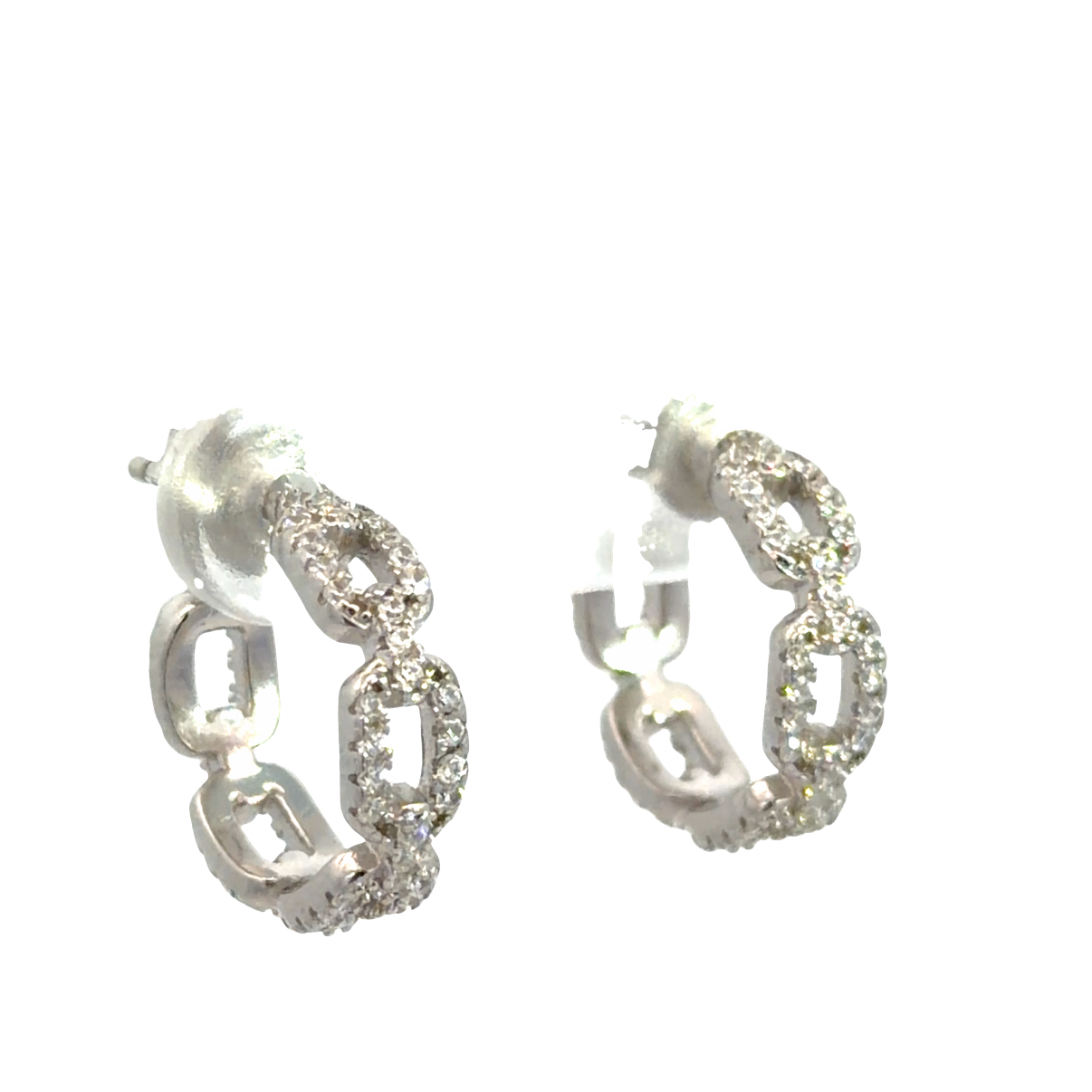 925 CZ PAVE OPEN OV LINK HALF HOOPS - 15X4 - 2.8g