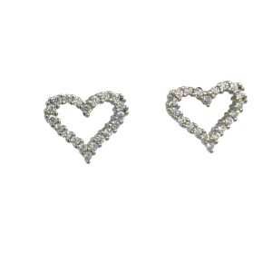 925 CZ PAVE OUTLINE HEART STUDS - 11X10 - 1.35g