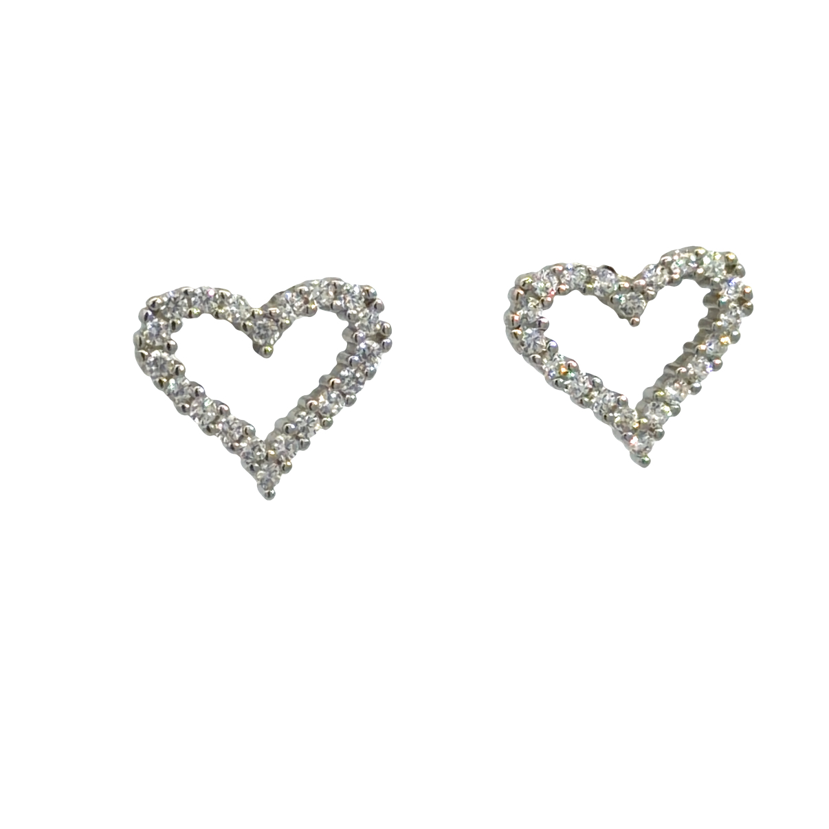 925 CZ PAVE OUTLINE HEART STUDS - 11X10 - 1.35g