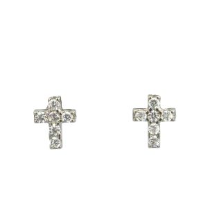 925 CZ PAVE MILLGRAIN CROSS STUDS - 9X7 - 1.18g