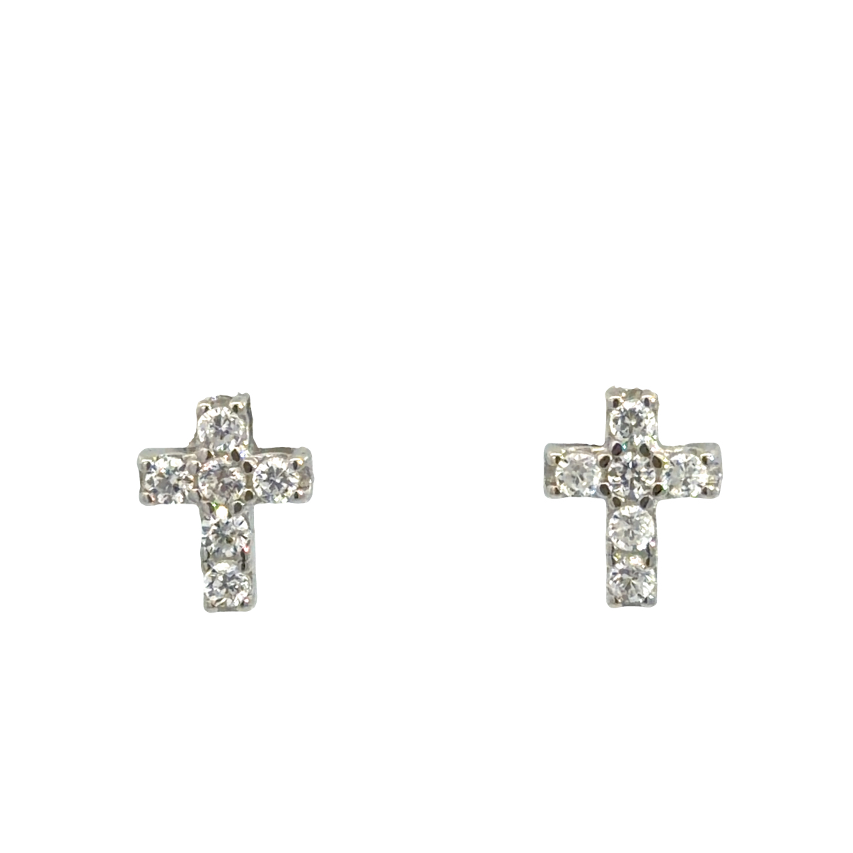 925 CZ PAVE MILLGRAIN CROSS STUDS - 9X7 - 1.18g