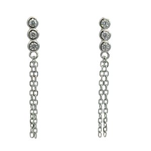 925 TRIP CZ TUBE SET BAR DBL CHAIN EAR - 30X3 1.1g