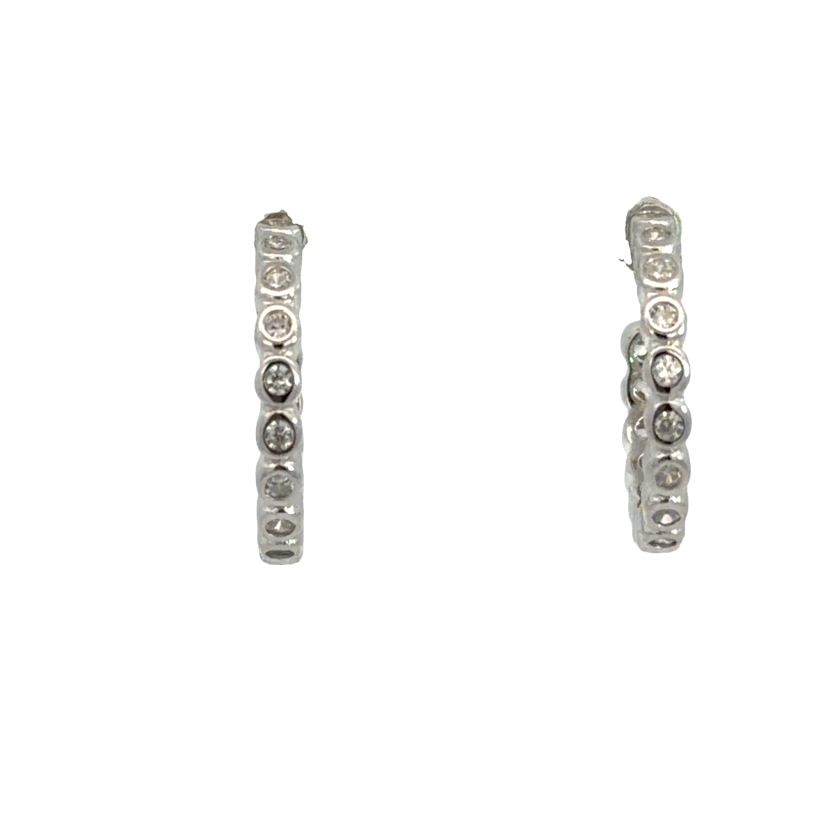 925 CZ PAVE RND BEZEL SET HALF HOOPS - 16X2 2.26g