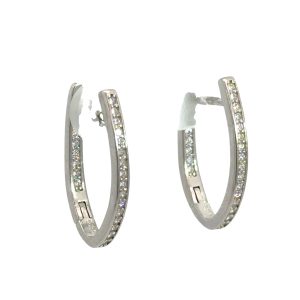 925 CZ PAVE OVAL HINGE HOOPS - 22X2 - 2.9g