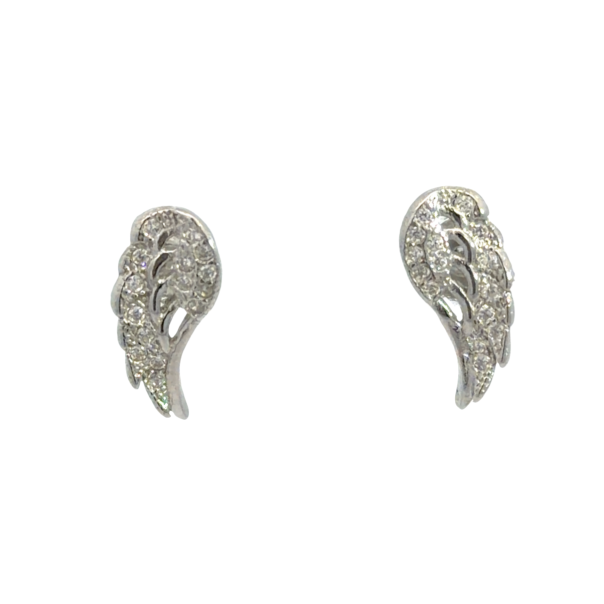 925 CZ PAVE OPEN CUT ANGEL WING STUDS - 13X6 1.26g
