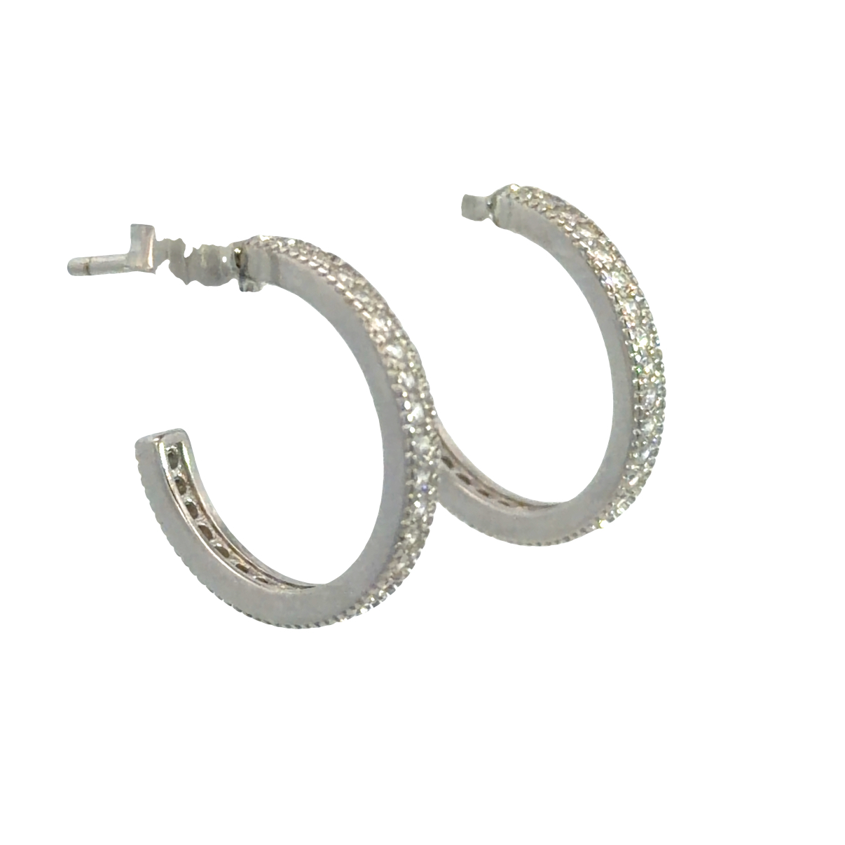 925 CZ PAVE MILLGRAIN HALF HOOPS - 16X2 - 2.14g - Image 2