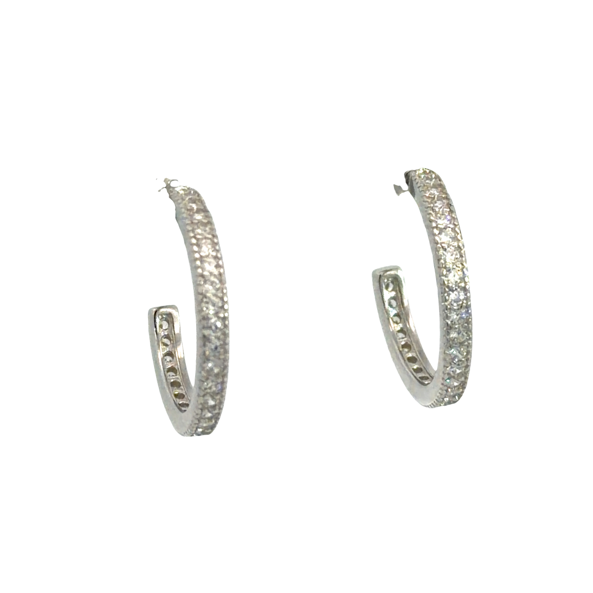 925 CZ PAVE MILLGRAIN HALF HOOPS - 16X2 - 2.14g