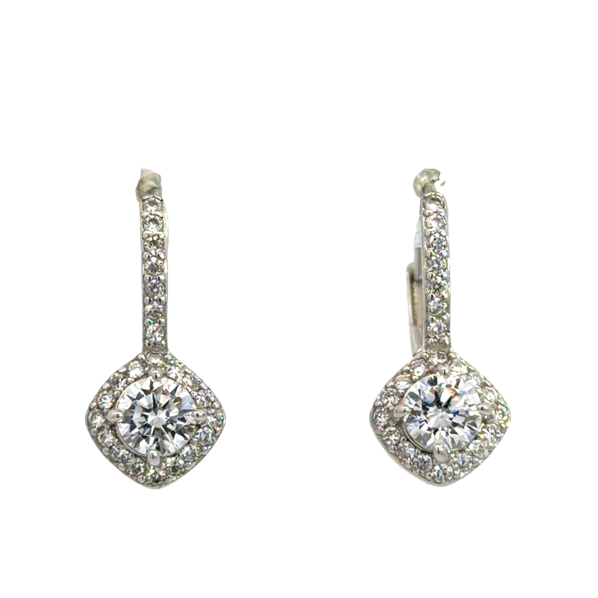 925 SQ CZ PAVE DROP LEVERBACK EAR - 22X9 - 2.3g