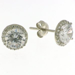 925 CZ PAVE HALO STUDS - 9MM <br/>11970