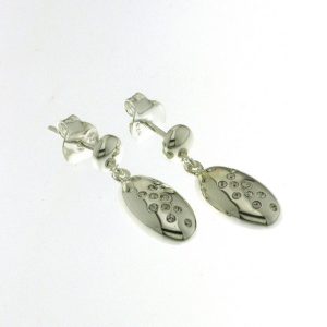 925 HANGING OVAL CZ'S EARRINGS - 21X8 <br/>12208
