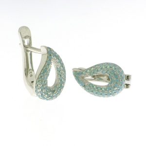 925 BLUE CZ OPEN CUT T/DROP STUDS - 13X8 <br/>12518