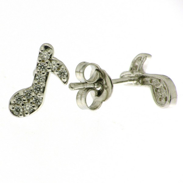 925 CZ PAVE MUSIC NOTE STUDS - 10X5 <br/>12645 - Image 2