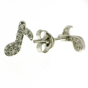 925 CZ PAVE MUSIC NOTE STUDS - 10X5 <br/>12645