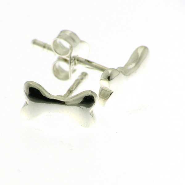 925 PLAIN DOG BONE EARRINGS - 8X5 <br/>12655 - Image 2
