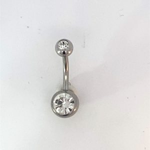 S/STEEL DBL CZ BELLY RING - 23X8 - 1.9g <br/>13101