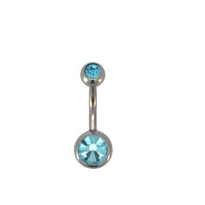 S/STEEL DBL BLUE CZ BELLY RING - 23X8 - 1.9g <br/>13101B