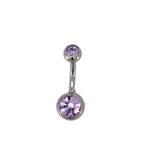 S/STEEL DBL PURLE CZ BELLY RING - 23X8 - 1.9g <br/>13101P