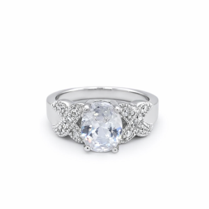 925 OVAL CZ PAVE CRISS CROSS SHANK RING - 9MM <br/>13583