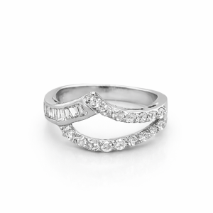 925 RND+BAG CZ PAVE FANCY WISHBONE RING - 10MM <br/>13599