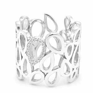 925 CZ PAVE T/DROP FILIGREE BAND RING - 16MM <br/>13605