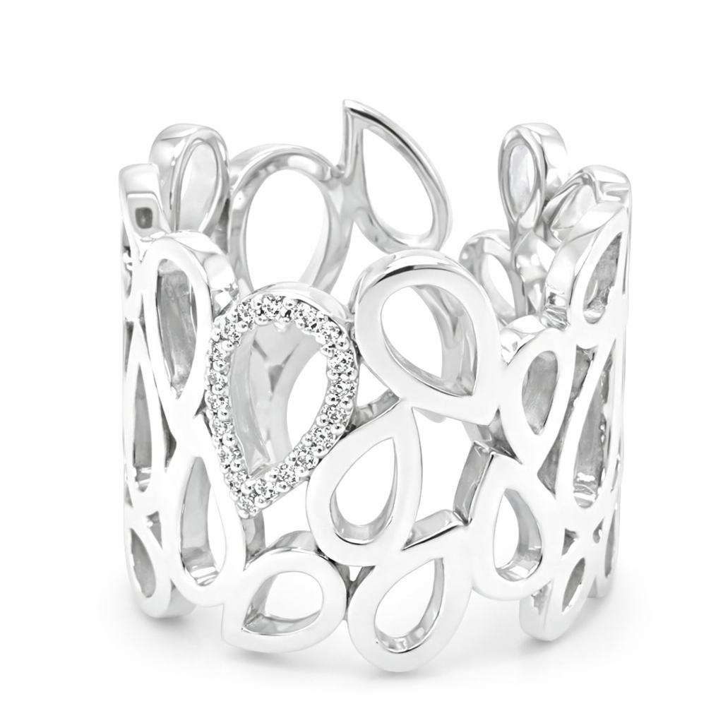 925 CZ PAVE T/DROP FILIGREE BAND RING - 16MM <br/>13605