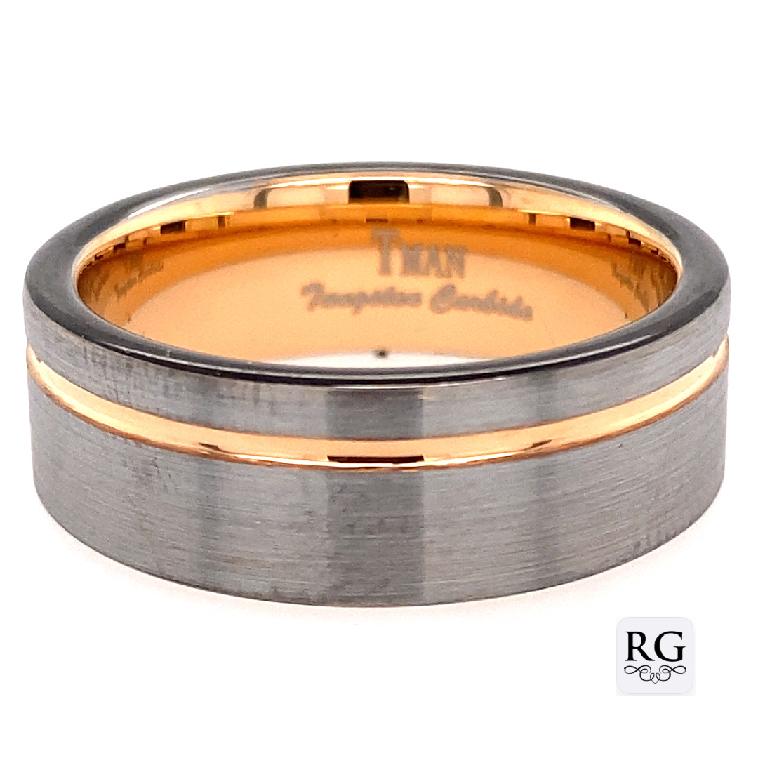 TUNGSTEN IP BLACK+RG FLAT BRUSH RINGS - 8MM <br/>13610