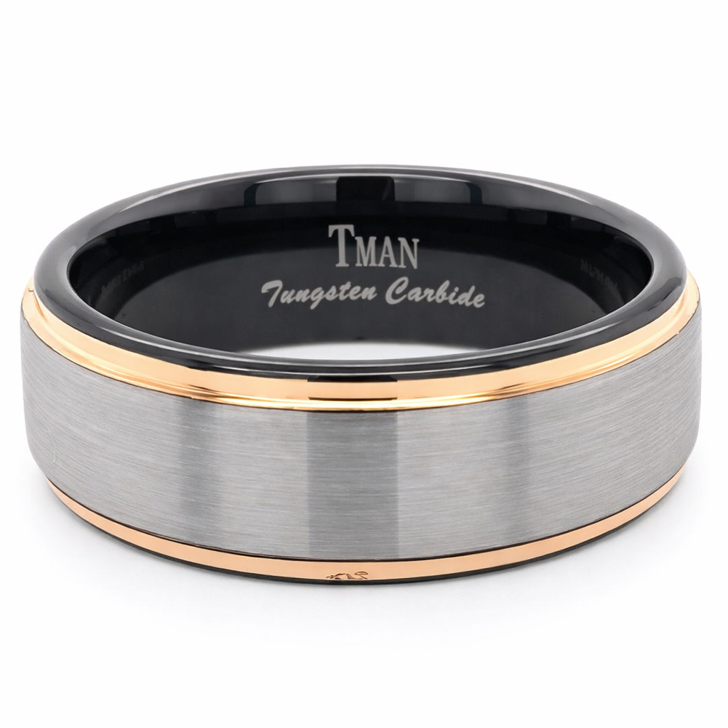 TUNGSTEN IP BLACK RG FLAT BRUSHED RING - 8MM <br/>13613 - Image 2