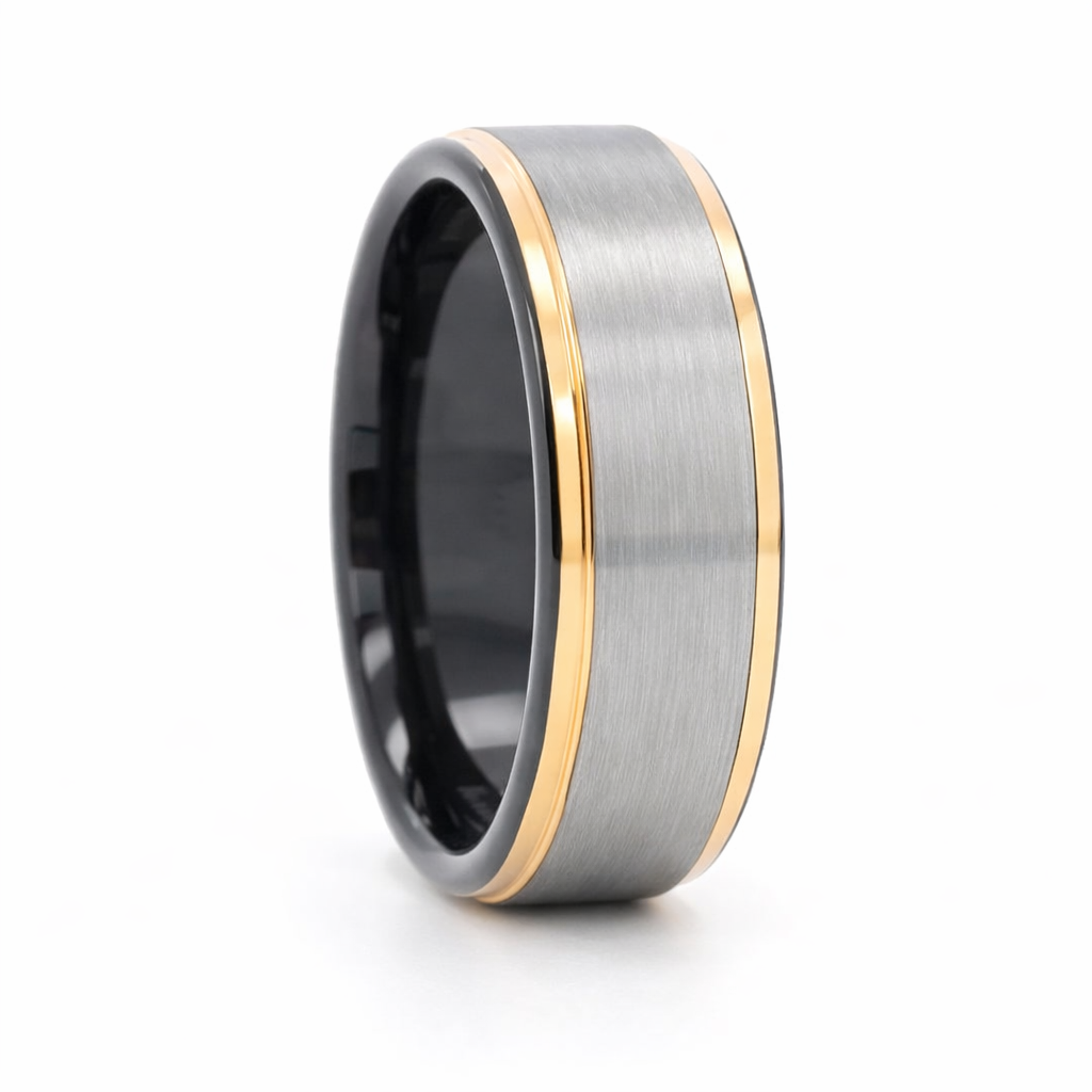 TUNGSTEN IP BLACK RG FLAT BRUSHED RING - 8MM <br/>13613 - Image 3