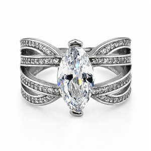 925 MARQUISE CZ PAVE FILIGREE WIDE RING -13MM <br/>13614