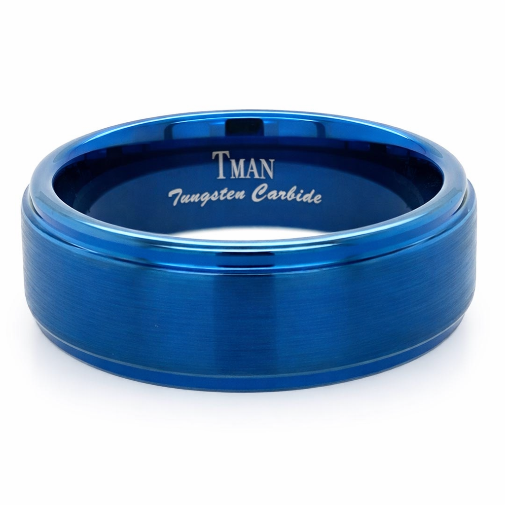 TUNGSTEN ION PL BLUE FLAT/BRUSHED RING - 8MM <br/>13624 - Image 2