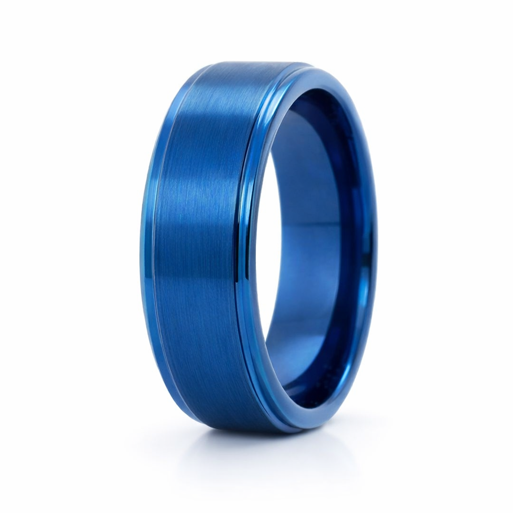 TUNGSTEN ION PL BLUE FLAT/BRUSHED RING - 8MM <br/>13624 - Image 3