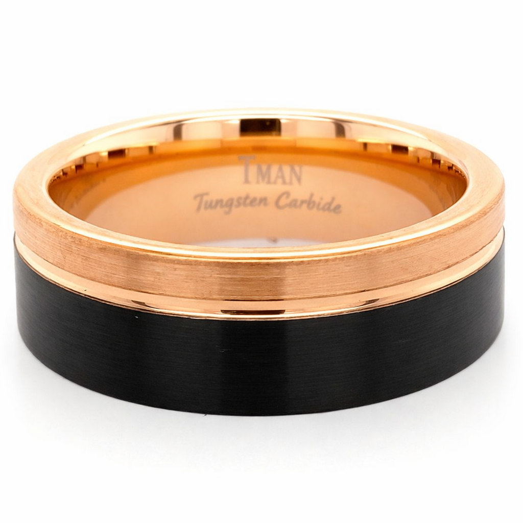 TUNGSTEN ION PL BLACK+ROSE GOLD FLAT/BRUSH RING <br/>13625 - Image 2