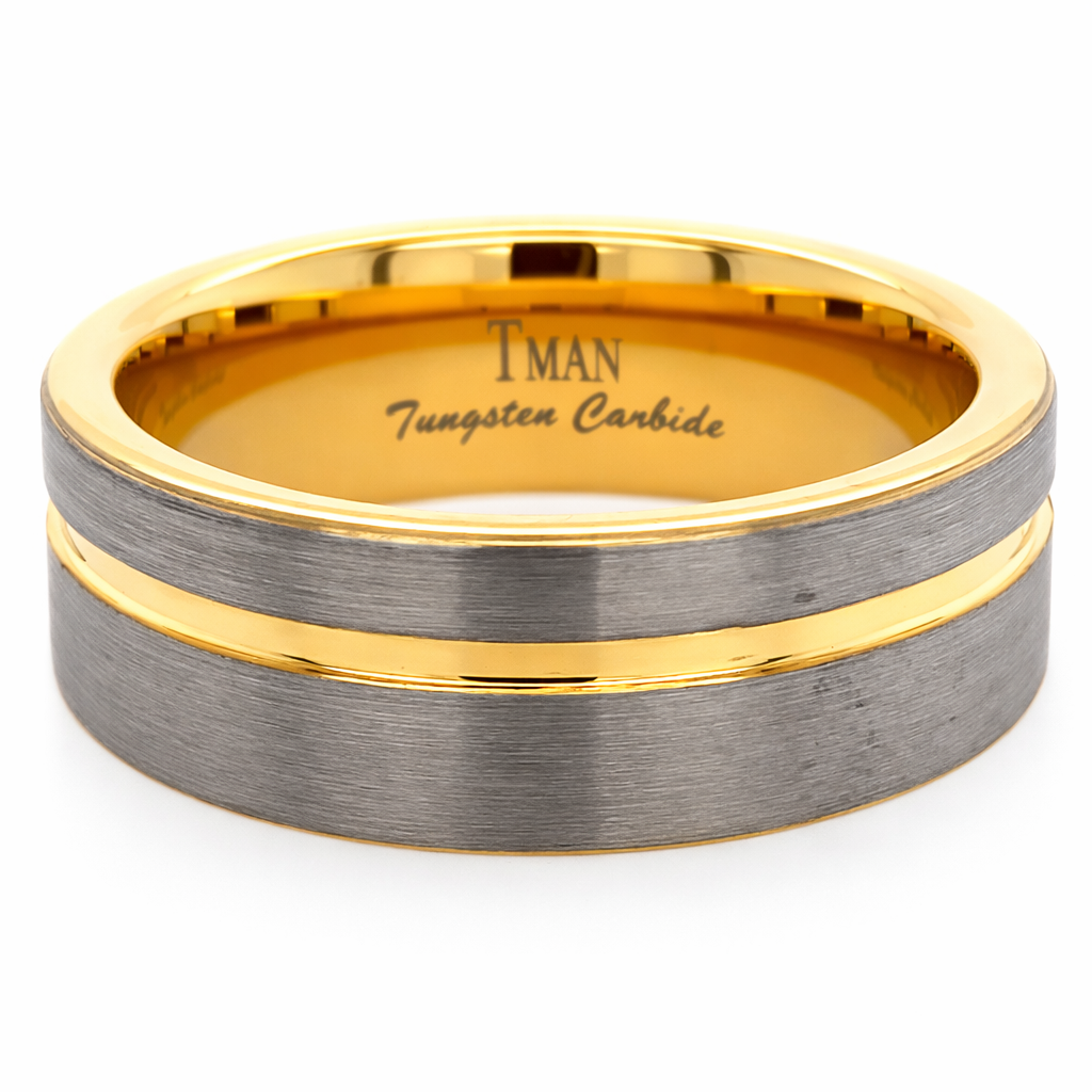 TUNGSTEN ION PL GOLD PL FLAT/BRUSHED RING - 8MM <br/>13628 - Image 2